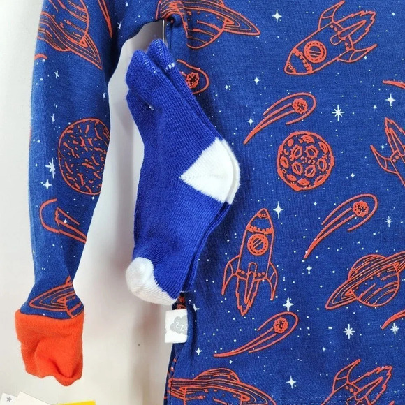 Sleep On It Mini Little Boys Moon Planet Rocket Print 3 Piece Pajama Set  SZ 24M - Picture 3 of 15